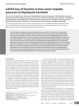 GATA4 Loss of Function in Liver Cancer Impedes Precursor to Hepatocyte Transition