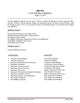 MINUTES STATE BUILDING COMMISSION August 13, 2015