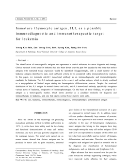 Immature Thymocyte Antigen, JL1, As a Possible Immunodiagnostic And