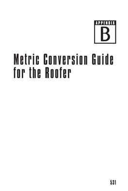 Metric Conversion Guide for the Roofer