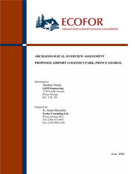 Archaeological Overview Assessment Proposed Airport Logistics Park