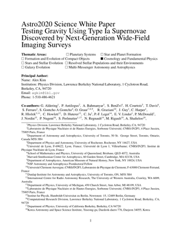 Astro2020 Science White Paper Testing Gravity Using Type Ia Supernovae Discovered by Next-Generation Wide-Field Imaging Surveys