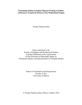 Thesis, Nannavecchia