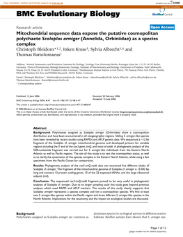 BMC Evolutionary Biology Biomed Central