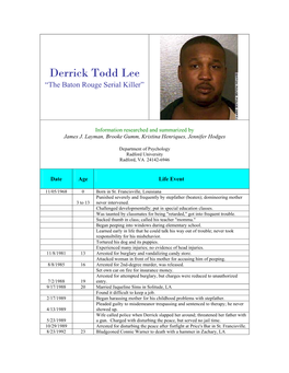 Derrick Todd Lee “The Baton Rouge Serial Killer”