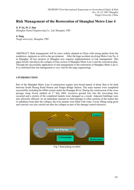 Risk Management of the Restoration of Shanghai Metro Line 4