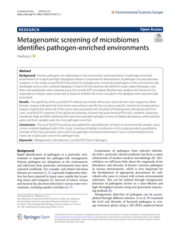 Metagenomic Screening of Microbiomes Identifies Pathogen