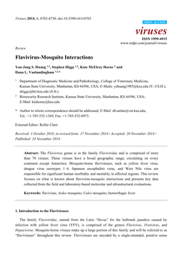 Flavivirus-Mosquito Interactions