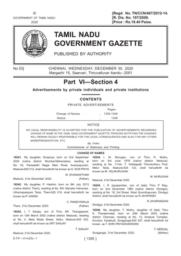 Tamil Nadu Government Gazette