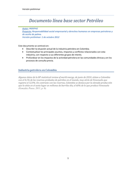 Documento Línea Base Petróleo