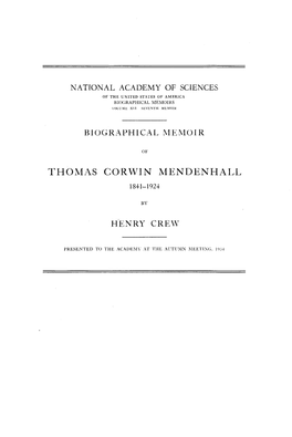 Thomas Corwin Mendenhall 1841-1924