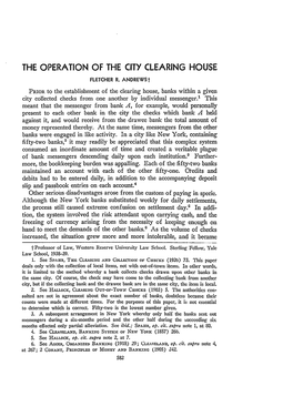 The Operation of the City Clearing House Fletcher R