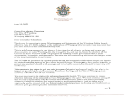 Mandate Letter for the Chair of the Winnipeg Police Board