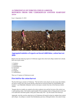 A Chronicle of Forced Child Labour: Reports from the Uzbekistan Cotton Harvest 2010