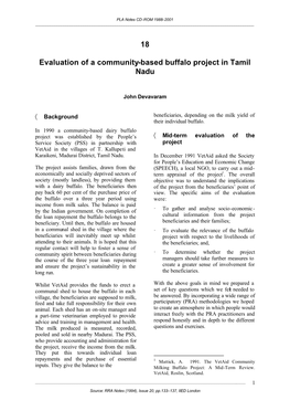 18 Evaluation of a Community-Based Buffalo Project in Tamil Nadu