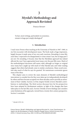 Myrdal's Methodology and Approach Revisited