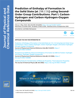 Prediction of Enthalpy of Formation in the Solid State (At ) Using Second- Order Group Contributions