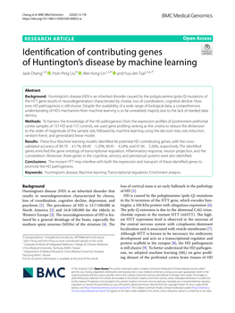 Identification of Contributing Genes of Huntington's Disease by Machine