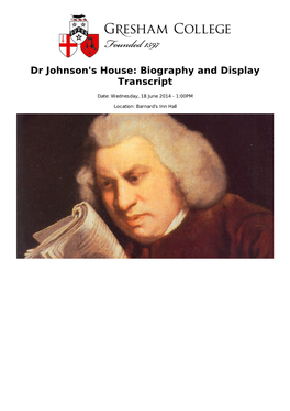 Dr Johnson's House: Biography and Display Transcript