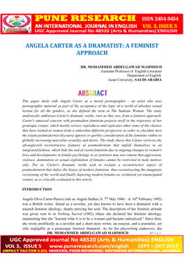 Angela Carter As a Dramatist: a Feminist Approach