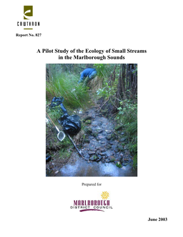 A Pilot Study of the Ecology of Small Streams in the Marlborough Sounds