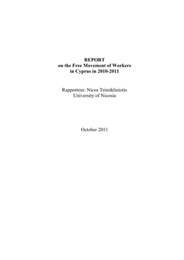 REPORT on the Free Movement of Workers in Cyprus in 2010-2011