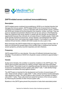 ZAP70-Related Severe Combined Immunodeficiency