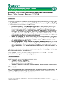 SR 520 Portage Bay Bridge Project 2020 Enviromental Public Meeting