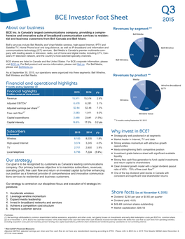 BCE Investor Fact Sheet 2015