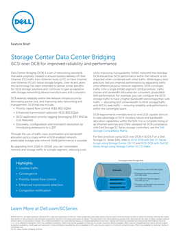 Storage Center Data Center Bridging Iscsi Over DCB for Improved Reliability and Performance