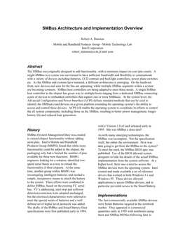 Smbus Architecture and Implementation Overview