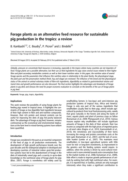 Forage Plants As an Alternative Feed Resource for Sustainable Pig Production in the Tropics: a Review