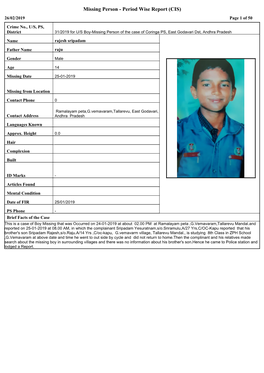Missing Person - Period Wise Report (CIS) 26/02/2019 Page 1 of 50