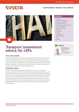 Transport Investment Advice for Leps