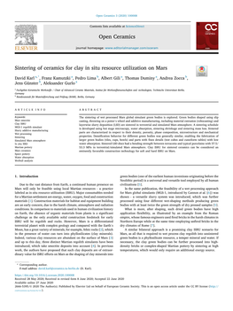 Sintering of Ceramics for Clay in Situ Resource Utilization on Mars