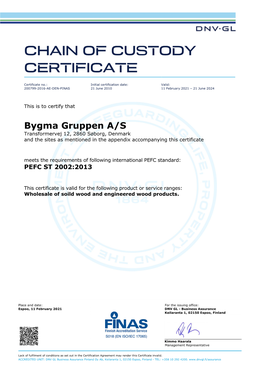 Se Bygmas PEFC Certifikat