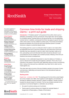 Common Time Limits for Trade and Shipping Claims – a Print-Out Guide