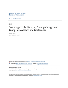 Sounding Appalachian: /Ai/ Monophthongization, Rising Pitch Accents, and Rootedness Paul E