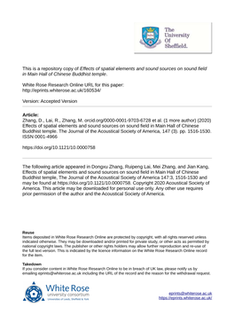 Effects of Spatial Elements and Sound Sources on Sound Field in Main Hall of Chinese Buddhist Temple