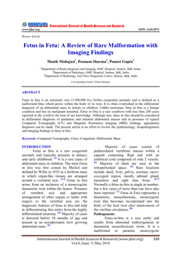 Fetus in Fetu: a Review of Rare Malformation with Imaging Findings