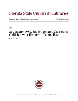 28 January 1980, Blackthorn and Capricorn: Collision with History in Tampa Bay Judy Kay Nunez