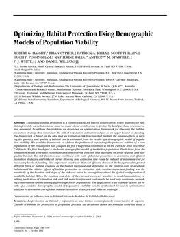 Optimizing Habitat Protection Using Demographic Models of Population Viability