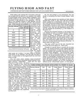 Flying High and Fast Another Reason Why M Ore Power Is Not Always a Good Thing Ken Krueger