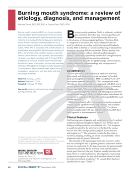 Burning Mouth Syndrome: a Review of Etiology, Diagnosis, and Management