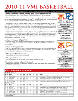 10-11 Bkb Game Notes-PC and WU Away.Qxp