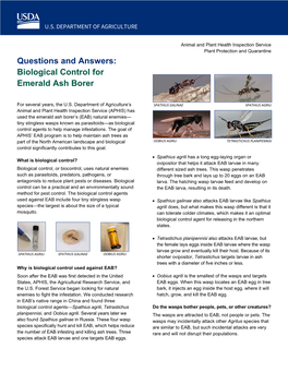 Questions and Answers: Biological Control for Emerald Ash Borer