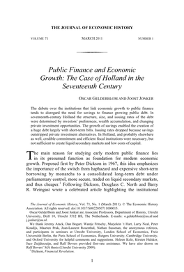 Public Finance and Economic Growth: the Case of Holland in the Seventeenth Century 