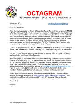 OCTAGRAM the MONTHLY NEWSLETTER of the Mgs of BALTIMORE MD