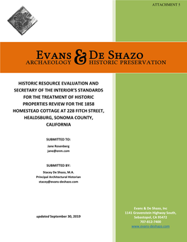 HRE and Standards Review for 228 Fitch Street, Healdsburg, CA Page Ii