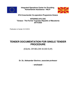 Tender Documentation for Single Tender Procedure